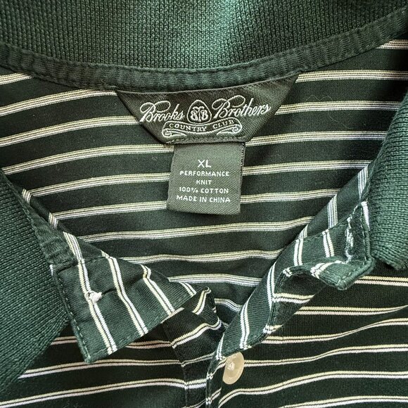 Vintage Style Brooks Brothers Country Club Knit Polo Green White‎ Stripe XL - Picture 2 of 7